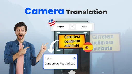 Real-time camera translator scanning text from images and translating foreign language signs instantly