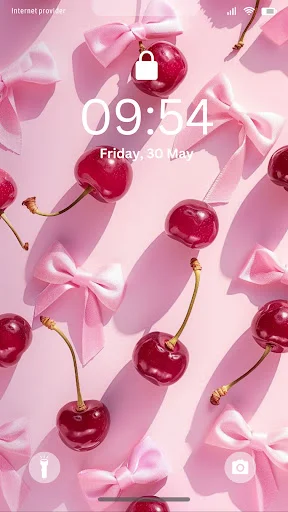 Pink bows and cherries pattern wallpaper - cute fruity lock screen background