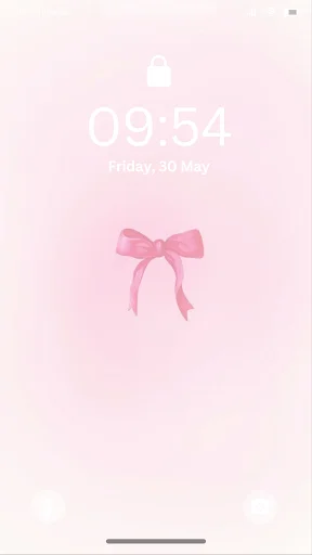 Minimalist pink ribbon bow wallpaper - simple girly lock screen background