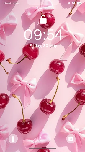Pink bows and cherries pattern wallpaper - cute fruity lock screen background