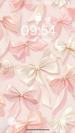 Soft pink and cream bows pattern wallpaper - elegant girly lock screen design