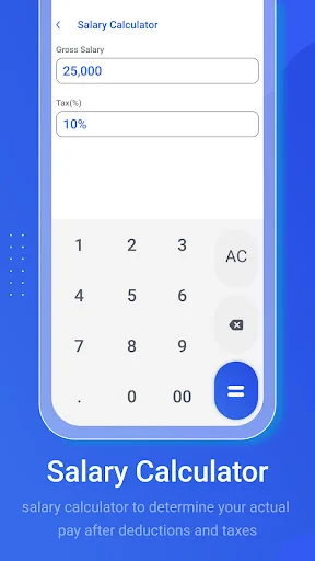 Salary Calculator determining net pay after tax deductions with gross salary and tax rate inputs