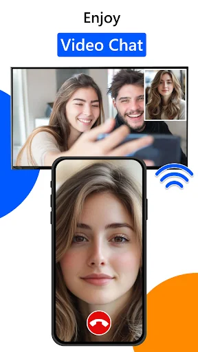 Enjoy Video Chat: Screen Mirroring enables wireless video calling on TV and mobile phone with participant video feed