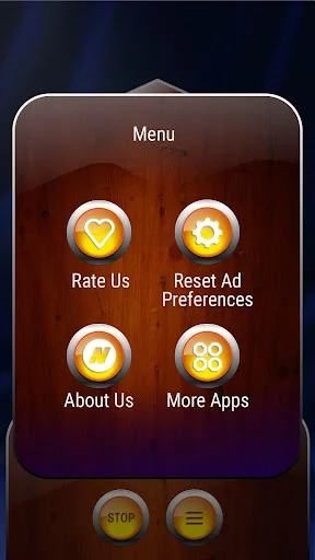 Classic Metronome menu screen with Rate Us, Reset Ad Preferences, About Us and More Apps options