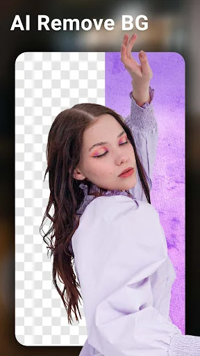 AI background remover tool showing automatic photo background removal with transparent checkerboard pattern