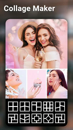 Collage Maker photo grid editor with selection of layout templates for arranging multiple photos