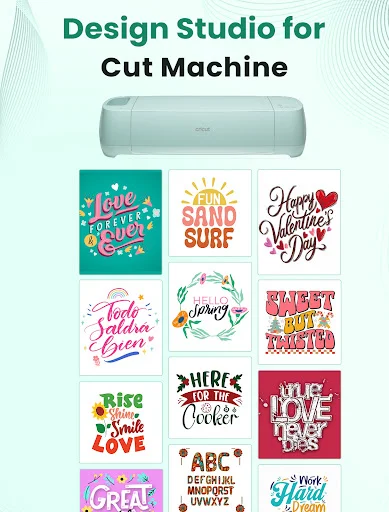 Design Studio with Cricut cutting machine and collection of SVG cut files and sublimation design fonts