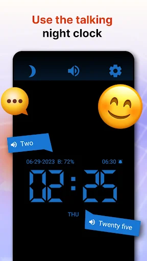 Talking night clock with voice time announcement feature showing digital display