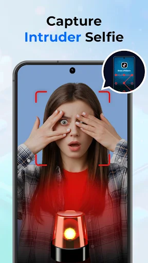 Capture Intruder Selfie security feature showing front camera detection when unauthorized user attempts to unlock protected apps