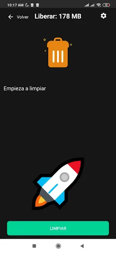 Game Booster app memory cleaning screen showing 178 MB to free with trash icon and boost button