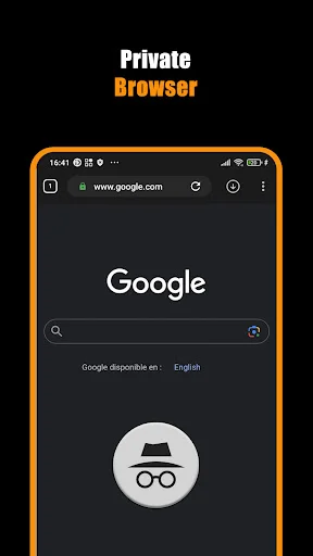 Private browsing mode in video downloader app with secure incognito feature on Google