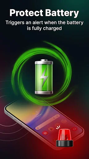 Full battery protection feature triggering alert when battery charging is complete