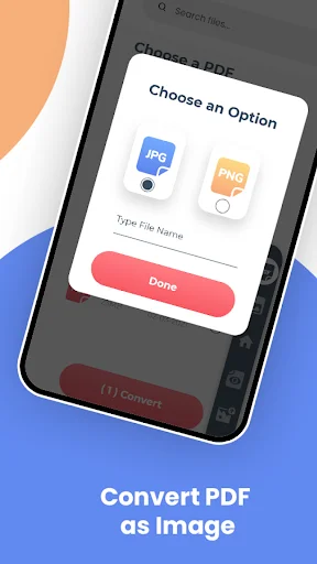 Convert PDF as Image dialog with JPG and PNG format selection options
