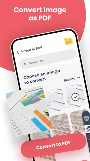 Convert Image as PDF screen showing image gallery selection interface