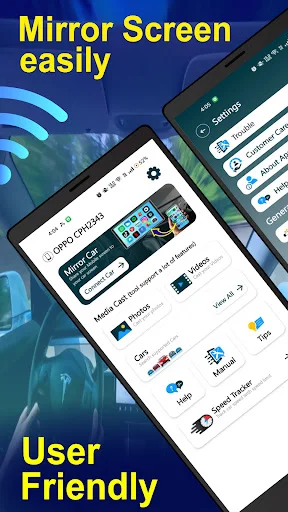 User-friendly Mirror Link Car app interface with screen mirroring settings and device configuration options displayed