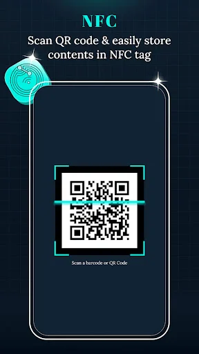 QR code scanner with centered viewfinder and instruction to scan barcode or QR code