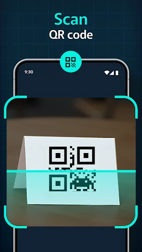 QR code scanner interface with active camera viewfinder for scanning barcodes and QR codes