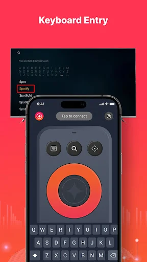 Fire TV remote app keyboard entry feature with QWERTY keyboard for text input and search on Firestick device