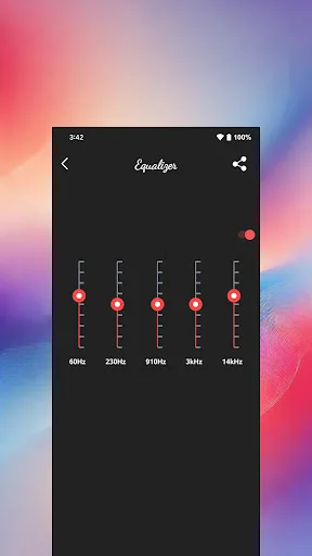 5-band equalizer interface for precise audio frequency adjustment in Volume Booster