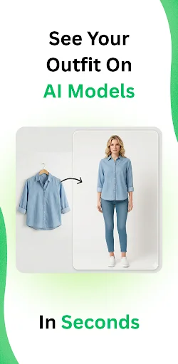 AI model virtually wearing blue shirt outfit in seconds for instant shopping preview