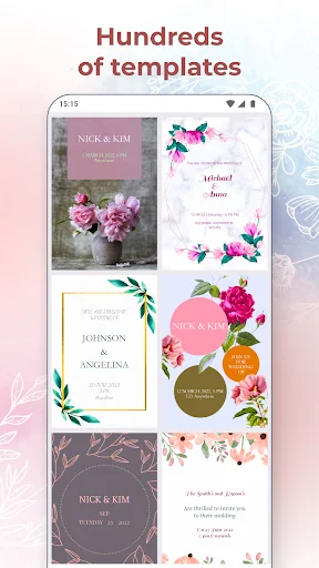 Wedding invitation template gallery displaying hundreds of designs including floral, elegant, and modern styles